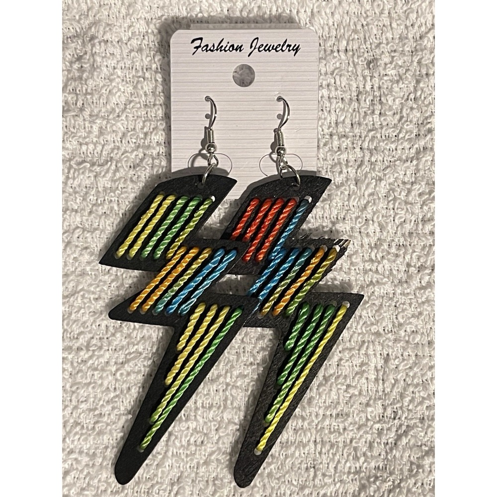 Handcrafted Lightning Bolt Thread Earrings